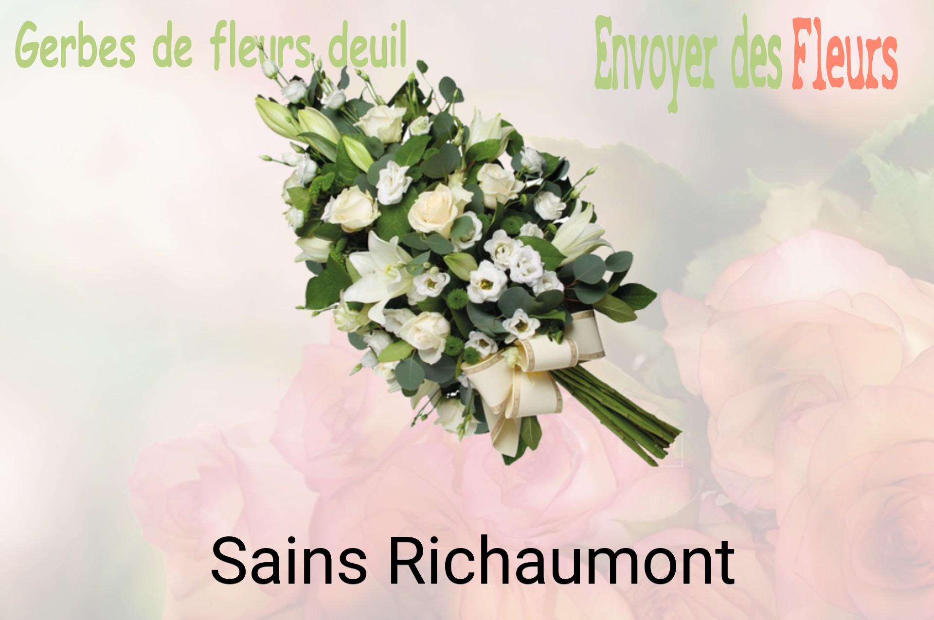 Gerbe de fleurs de deuil livrée à Sains-Richaumont